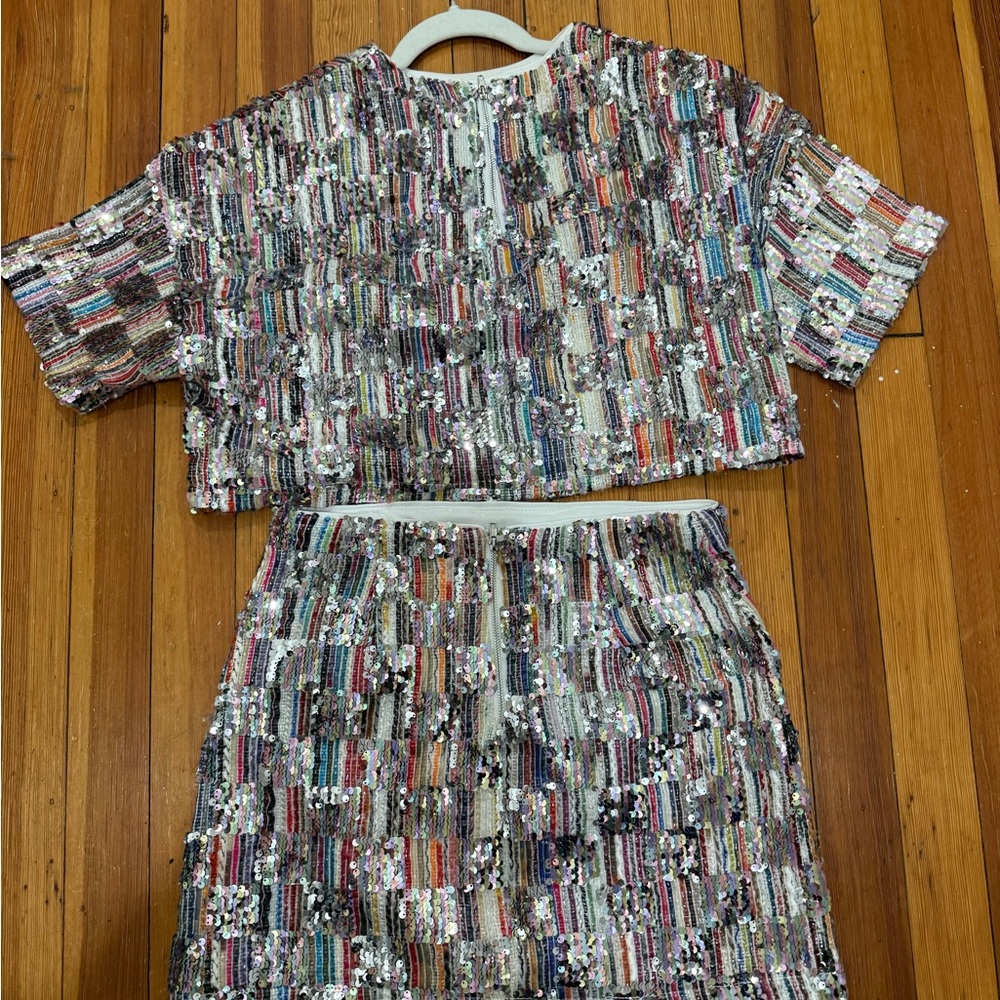 Anna Grace Colorful Sequin Short Sleeve Tee View 2